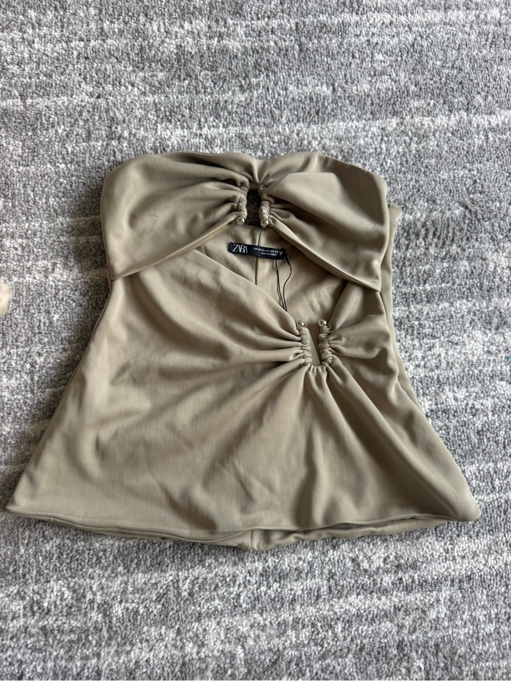 Zara Women's Light Beige Drawstring Hood Trench Coat